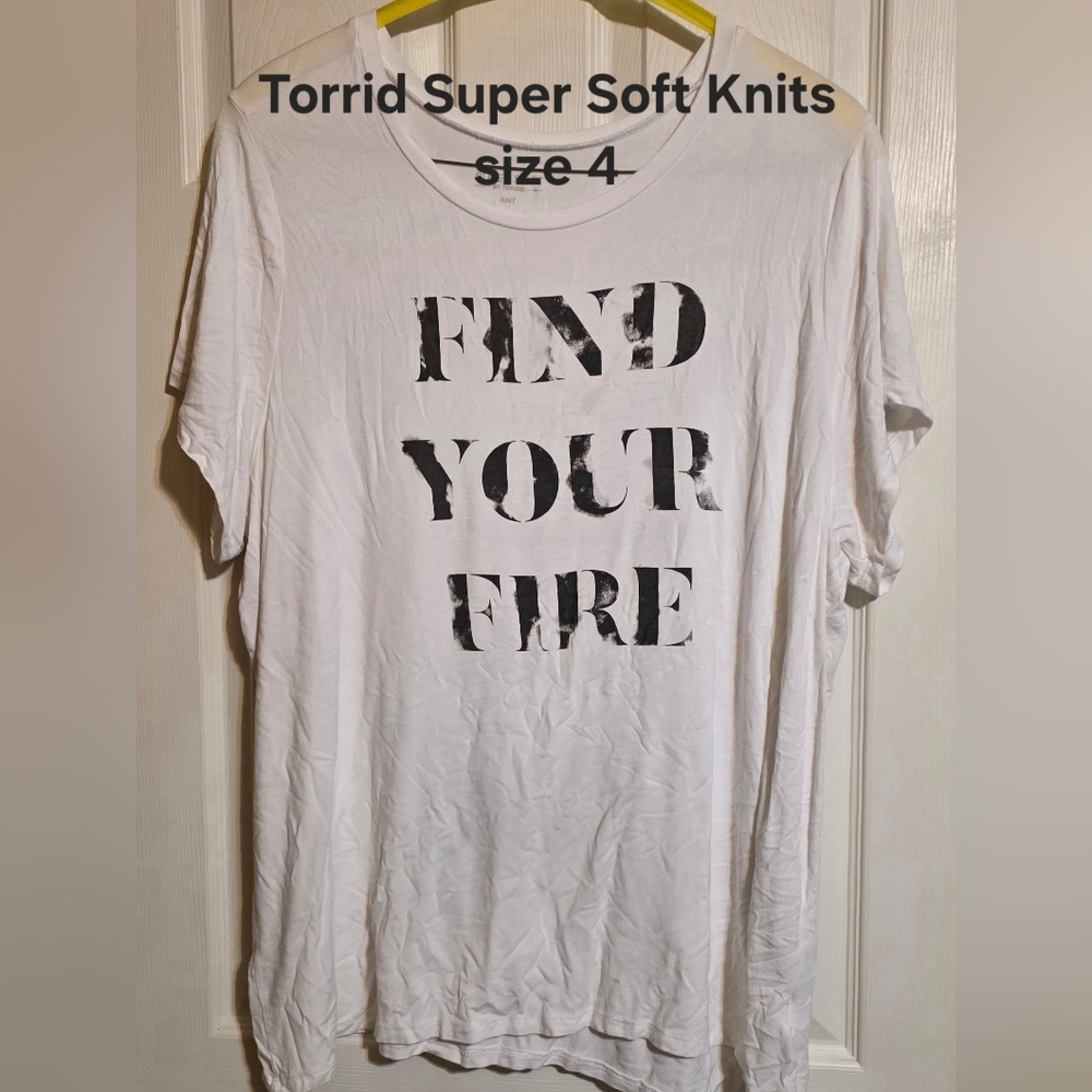 torrid White Tee with Black Stencil 'Find Your Fire'